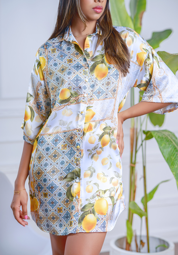 LOLA PRINTED BAGGY SHIRT DRESS